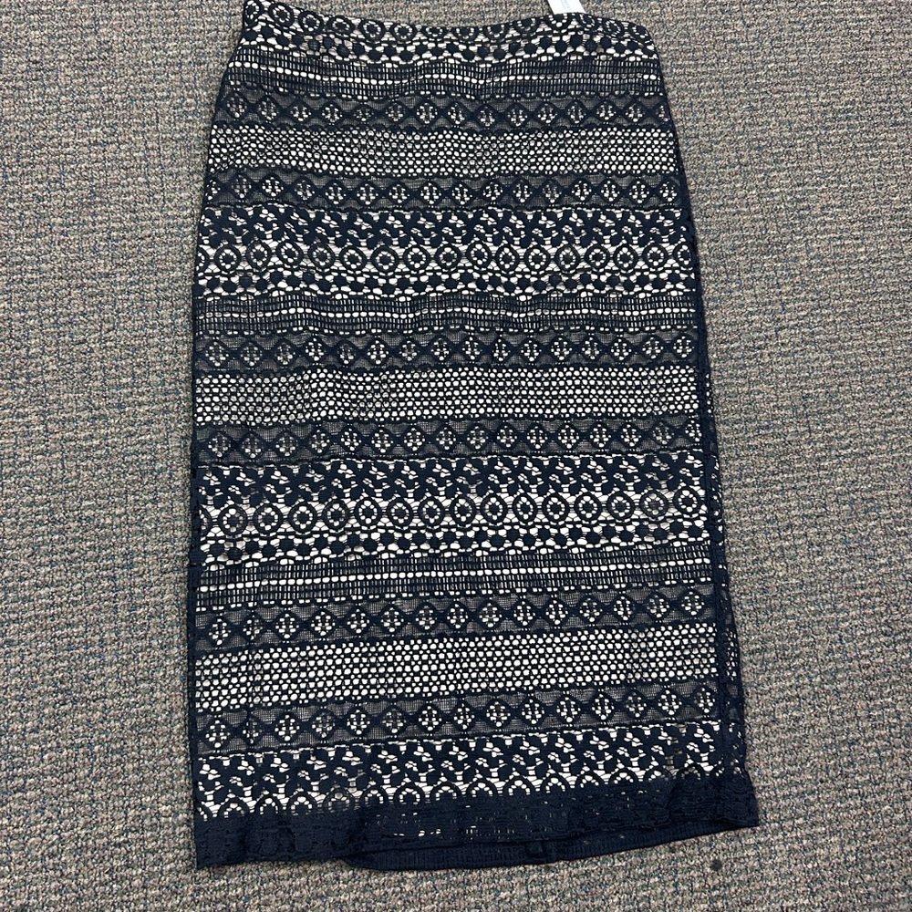 New York & Company Black and White Midi Pencil Skirt